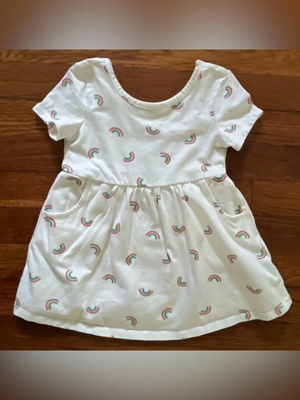 NWOT Baby GAP Rainbow Print with Pockets Cotton Blend Casual Dress Size 2T